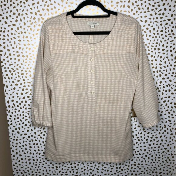 Banana Republic BR Women's Beige Patterned Top Size Large Houndstooth - Picture 9 of 11